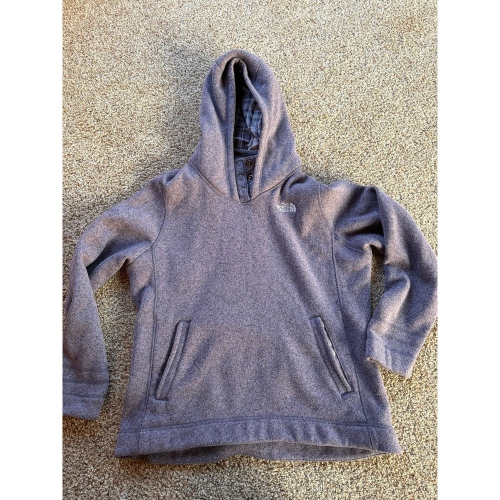 The North Face Crescent Sunset Hoodie Purple Heather Knit Fleece Sweater XL